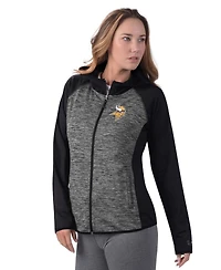 Msx by Michael Strahan Women's Msx Black Minnesota Vikings Leslie Space Dyed Raglan Full-Zip Jacket