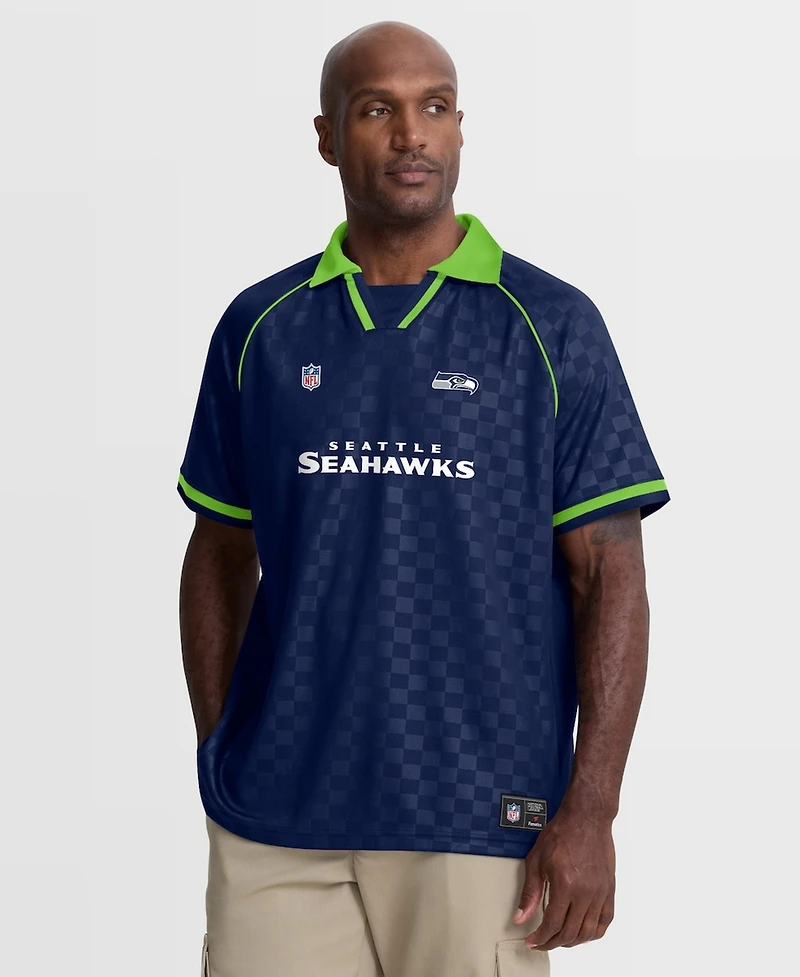 Fanatics Men's College Navy/Neon Green Seattle Seahawks Homerun Raglan V-Neck Polo Shirt