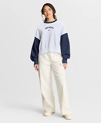 Nike Women's White/Navy Milwaukee Brewers Oversized High Hip Fleece Sweatshirt