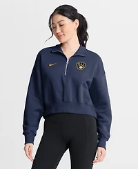Nike Women's Navy Milwaukee Brewers Primetime Phoenix Fleece Half-Zip Sweatshirt