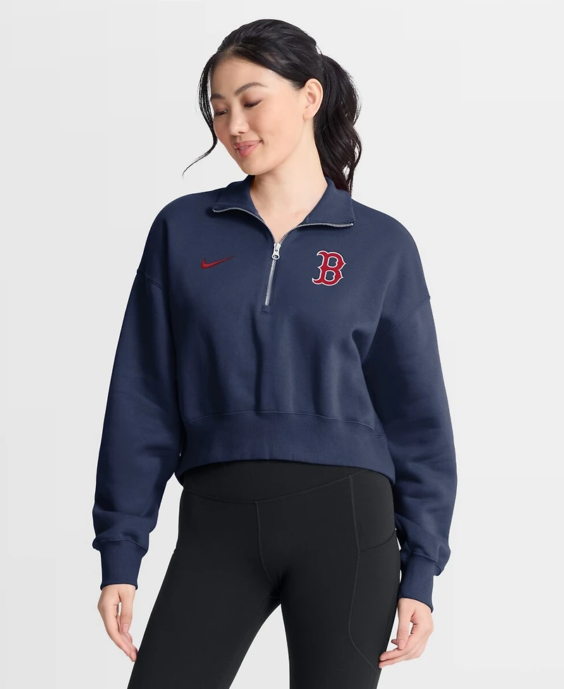 Nike Women's Navy Boston Red Sox Primetime Phoenix Fleece Half-Zip Sweatshirt