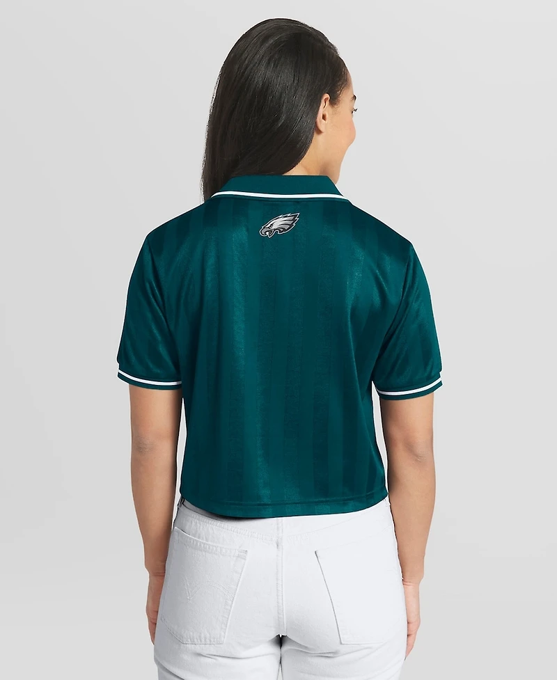 Wear by Erin Andrews Women's Midnight Green Philadelphia Eagles Cropped Jersey Polo Shirt