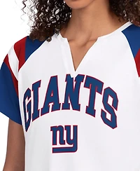 Starter Women's White New York Giants Game On Notch Neck T-Shirt