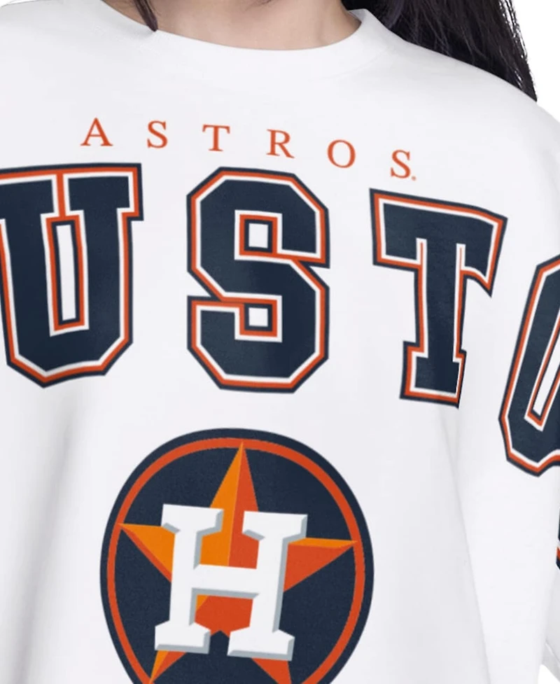 G-iii 4Her by Carl Banks Women's White Houston Astros Bleachers Cropped Pullover Sweatshirt
