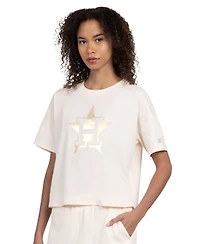 Starter Women's Cream Houston Astros Pastels Boxy Cropped T-Shirt