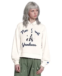 Starter Women's Cream New York Yankees Baseline Hoodie Sweatshirt