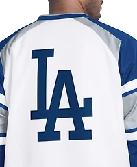 G-iii Sports by Carl Banks Men's White/Royal Los Angeles Dodgers Infield Play Raglan V-Neck Pullover