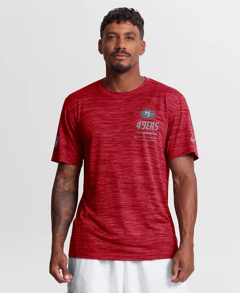 Nike Men's Scarlet San Francisco 49ers Sideline Double Covered Dri-fit Velocity T-Shirt