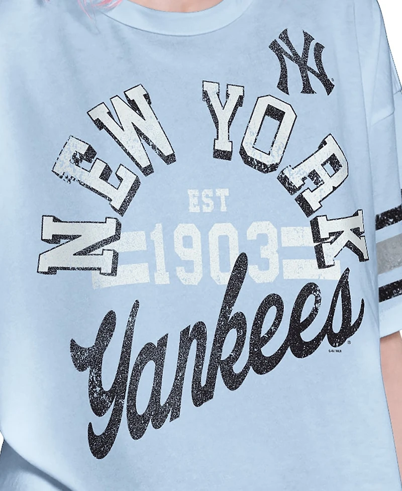 Starter Women's Light Blue New York Yankees Cropped Hurry Up Offense T-Shirt