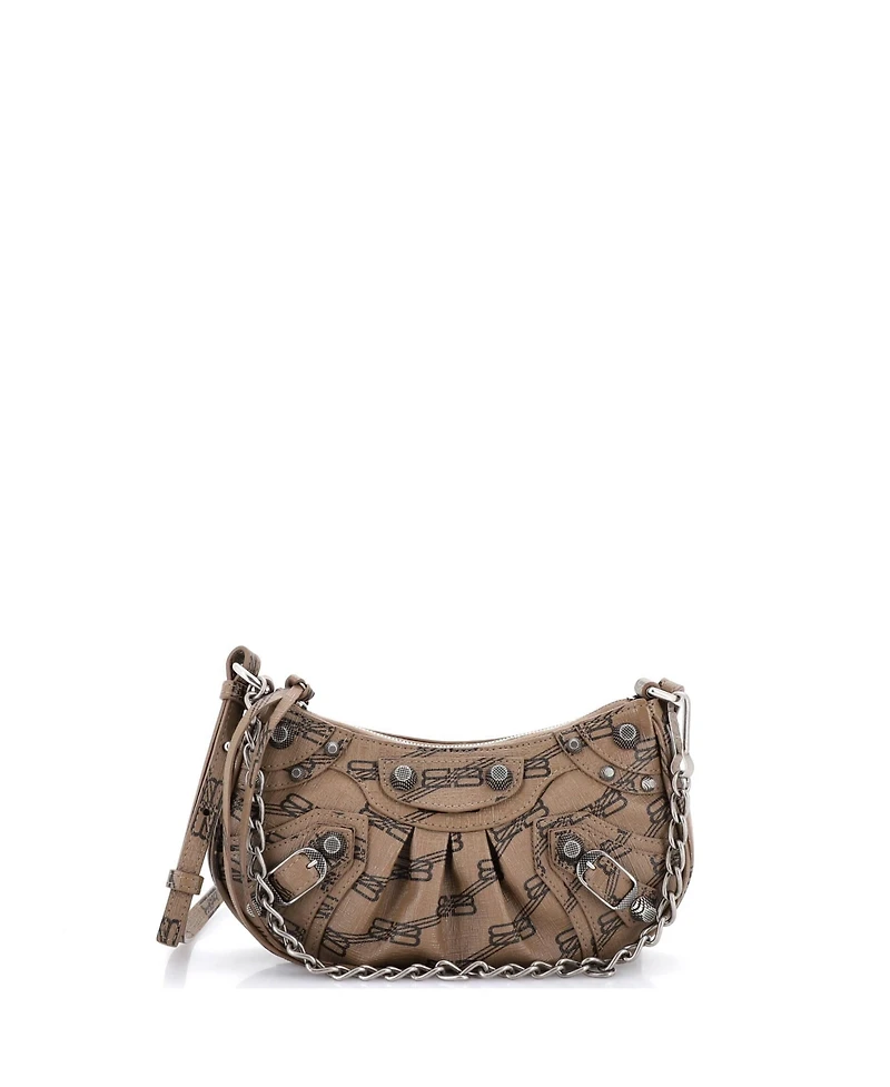 Pre-Owned Balenciaga Mini Le Cagole Giant Studs Shoulder Bag Bb Monogram Coated Canvas