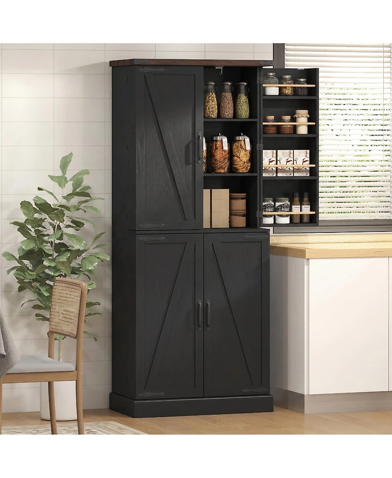 Homcom 72 Inch Tall Pantry Cabinet, Storage Cabinet with 8 Door Racks