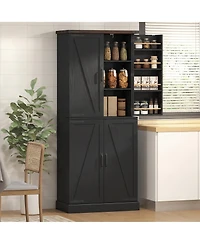 Homcom 72 Inch Tall Pantry Cabinet, Storage Cabinet with 8 Door Racks