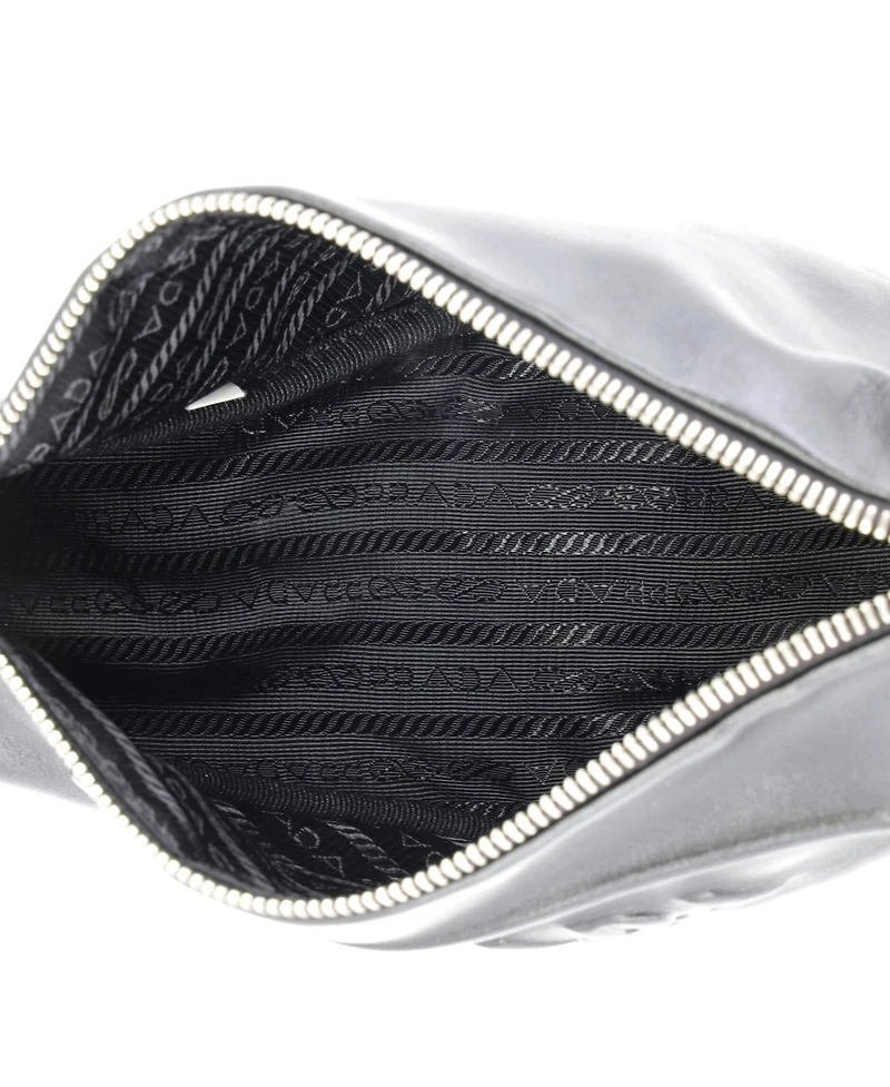 Pre-Owned Prada Mini Triangle Logo Zip Crossbody Bag Embossed Leather
