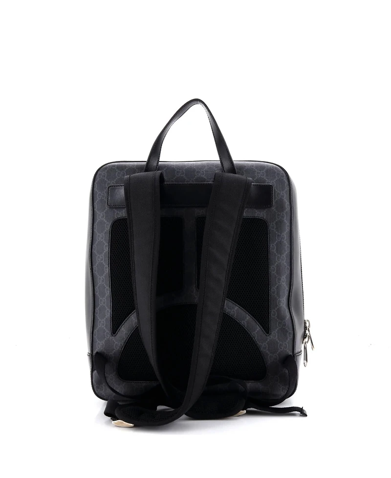 Pre-Owned Gucci Medium Web Zip Backpack Gg Coated Canvas