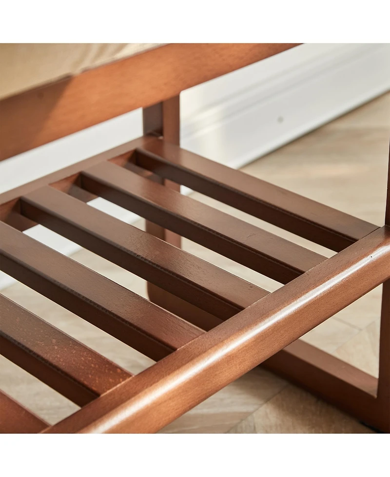 flynama Solid Wood Shoe Bench with Cushion