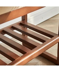 flynama Solid Wood Shoe Bench with Cushion