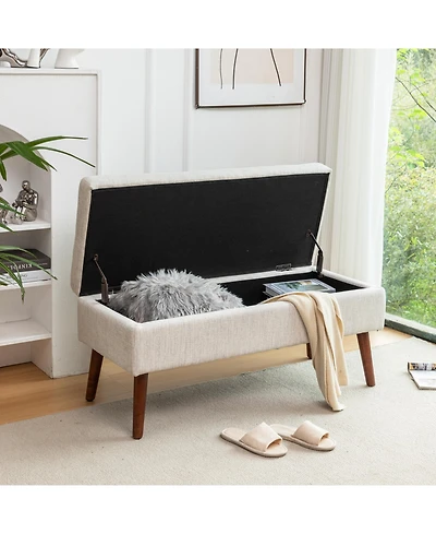 flynama Tufted Storage Ottoman Bench with Safety Hinge