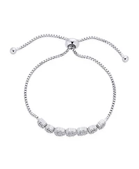 Bling Jewelry Cocktail Cubic Zirconia Pave Cz Circlets Rose Flower Slide Bolo Bracelet Sliding Clasp Adjustable