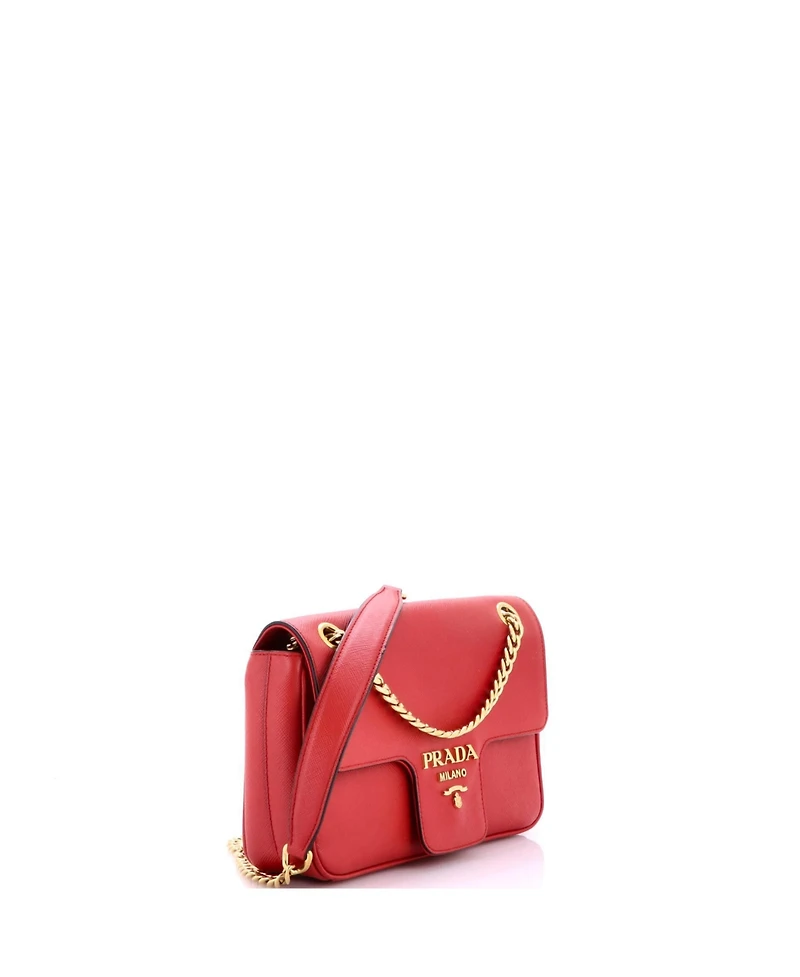 Pre-Owned Prada Small Pattina Flap Shoulder Bag Saffiano Leather