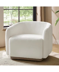 Hulala Home Berklie Modern Boucle Chenille Swivel Armchair with Solid Wood Base
