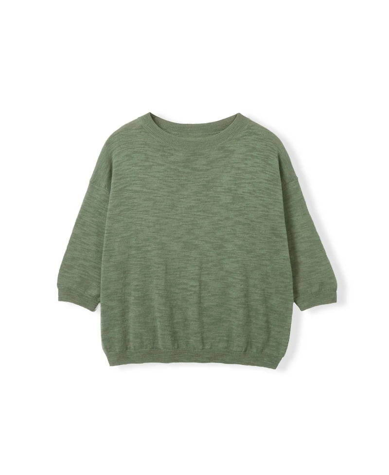 Celtic & Co. Women's 3/4 Sleeve Linen Blend Crew Neck Top