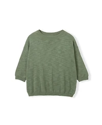 Celtic & Co. Women's 3/4 Sleeve Linen Blend Crew Neck Top