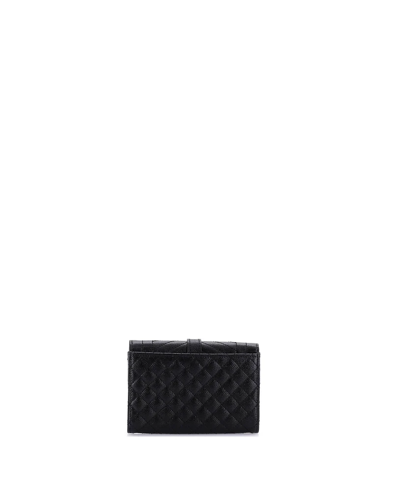 Pre-Owned Saint Laurent Small Classic Monogram Flap Wallet Mixed Matelasse Leather