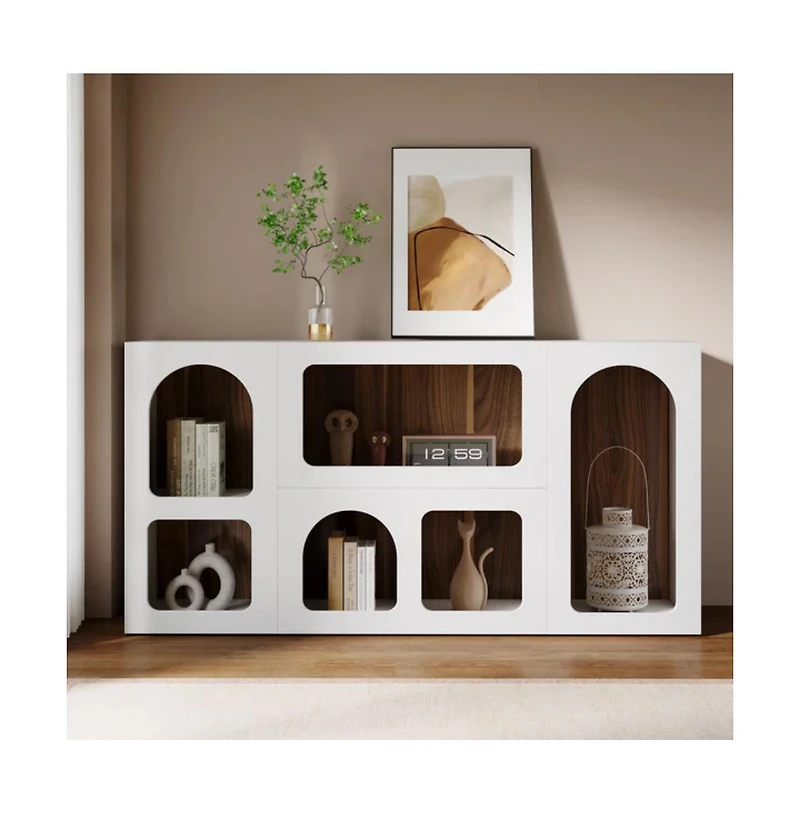 Slickblue Sofa Console Table with Storage Shelves, Wooden Entryway Organizer Table