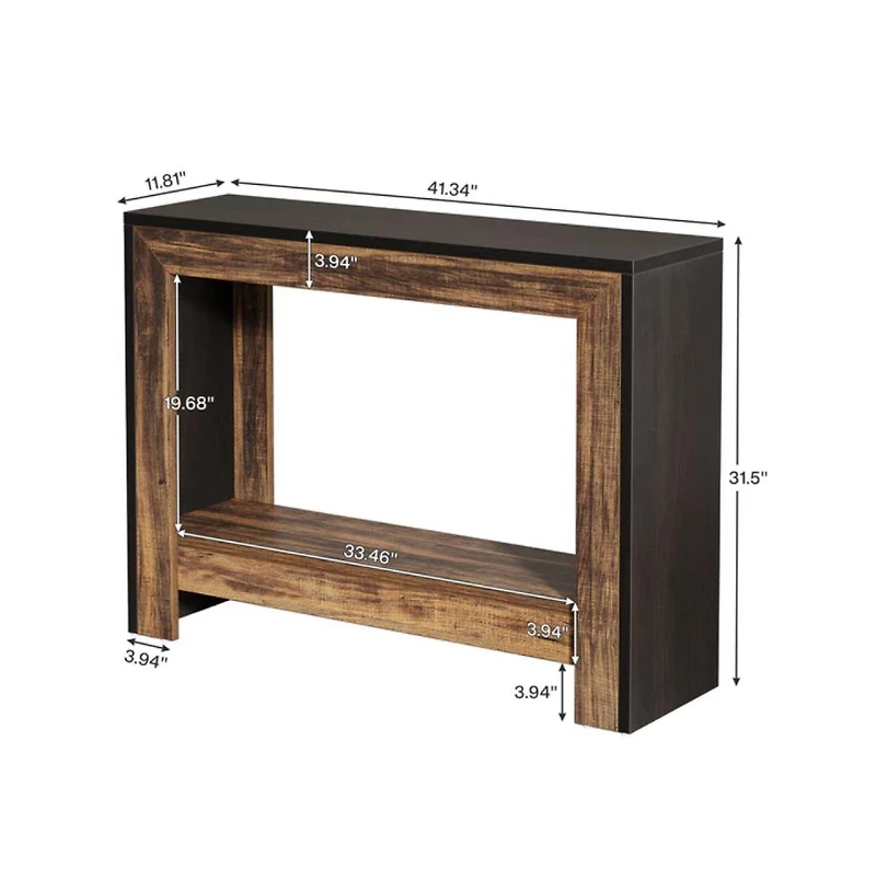 Slickblue Farmhouse Style Hallway Console Table with Open Storage Shelf for Home Entry