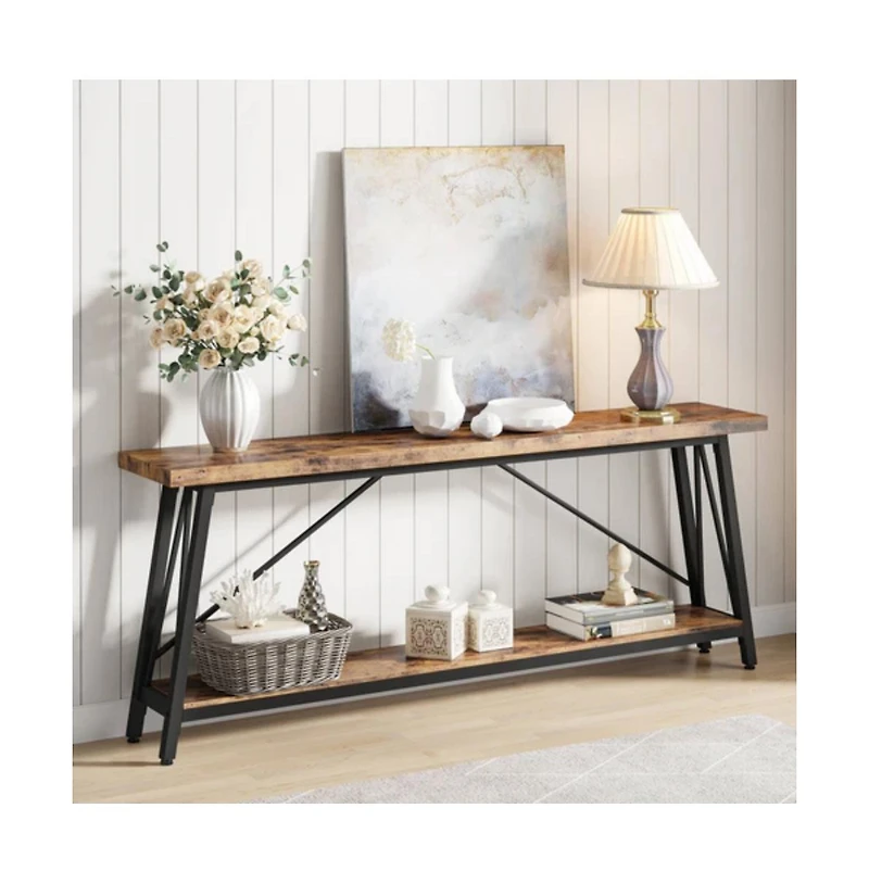 Slickblue Narrow Extra Long Console Table Behind Sofa for Storage and Home Decor