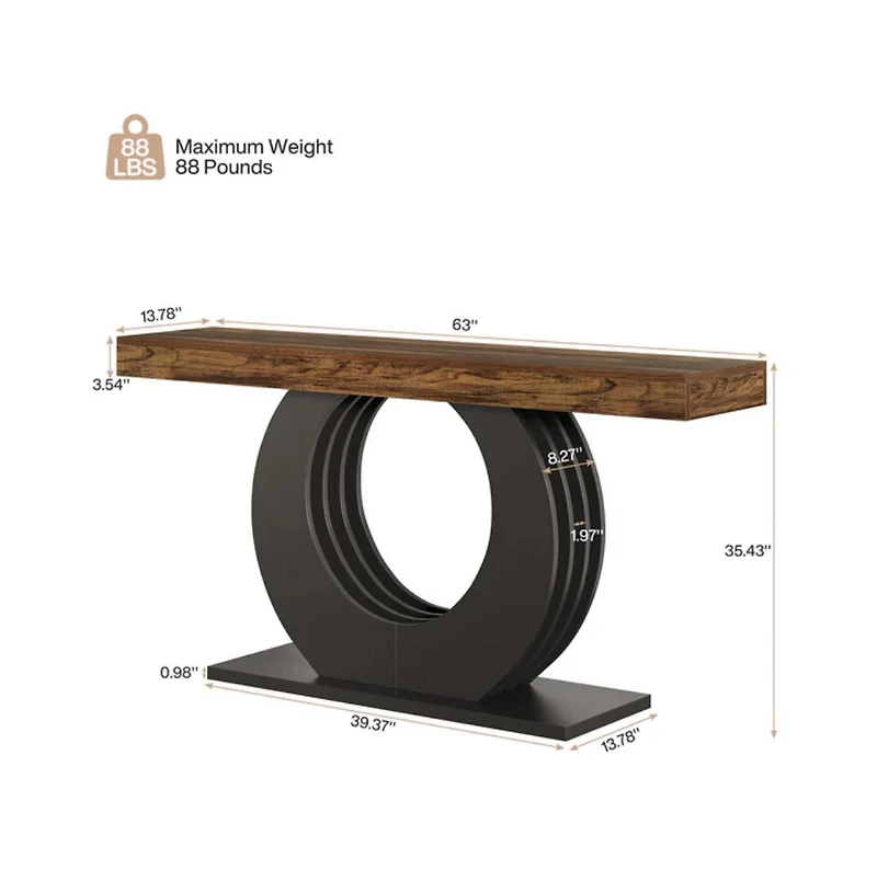 Slickblue Rustic Console Table with Round Base for Hallway, Entryway and Sofa Side Use