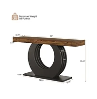 Slickblue Rustic Console Table with Round Base for Hallway, Entryway and Sofa Side Use