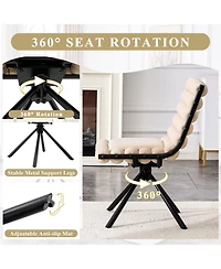 Rainsken Modern Dining Chairs Set of 2, Velvet Chairs, with Metal Legs, 360degree(s) Swivel, Round Ball Chain Backrest