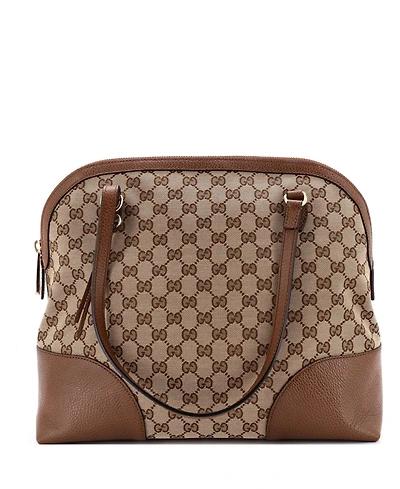 Pre-Owned Gucci Medium Bree Dome Tote Gg Canvas with Leather