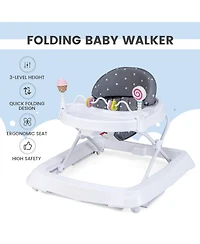 Foldable Baby Activity Walker with Adjustable Height and Detachable Seat Cushion