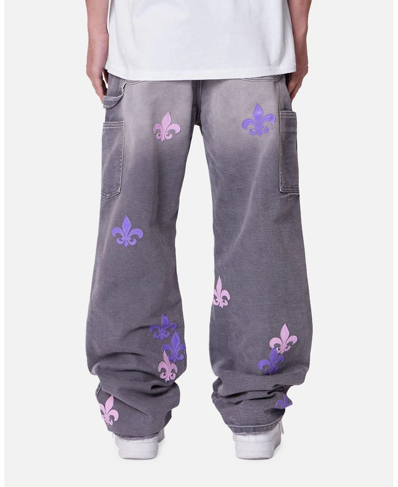 mnml Men's Ultra Baggy Fleur Embroidered Carpenter Pants