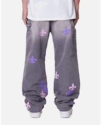mnml Men's Ultra Baggy Fleur Embroidered Carpenter Pants