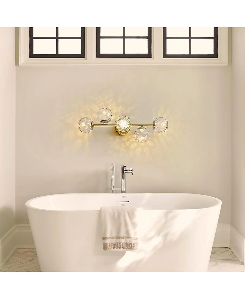 Midola Bathroom Vanity Light Fixtures: Modern Bath 5 Lights Brushed Golden Brass Wall Sconce