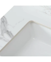 Sillysis 31/37/43/49 Inch Sintered Stone Bathroom Vanity Top with Ceramic Sink, 4 Inch Backsplash, 3 Faucet Holes