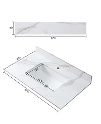Sillysis Sintered Stone Vanity Top with Backsplash, Rectangular Undermount Sink, Pre-Drilled Faucet Hole
