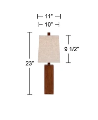 360 Lighting Modern Rustic Accent Table Lamps 23" High Set of 2 Faux Wood Rectangular Block Fabric Shade for Bedroom Living Room House Home