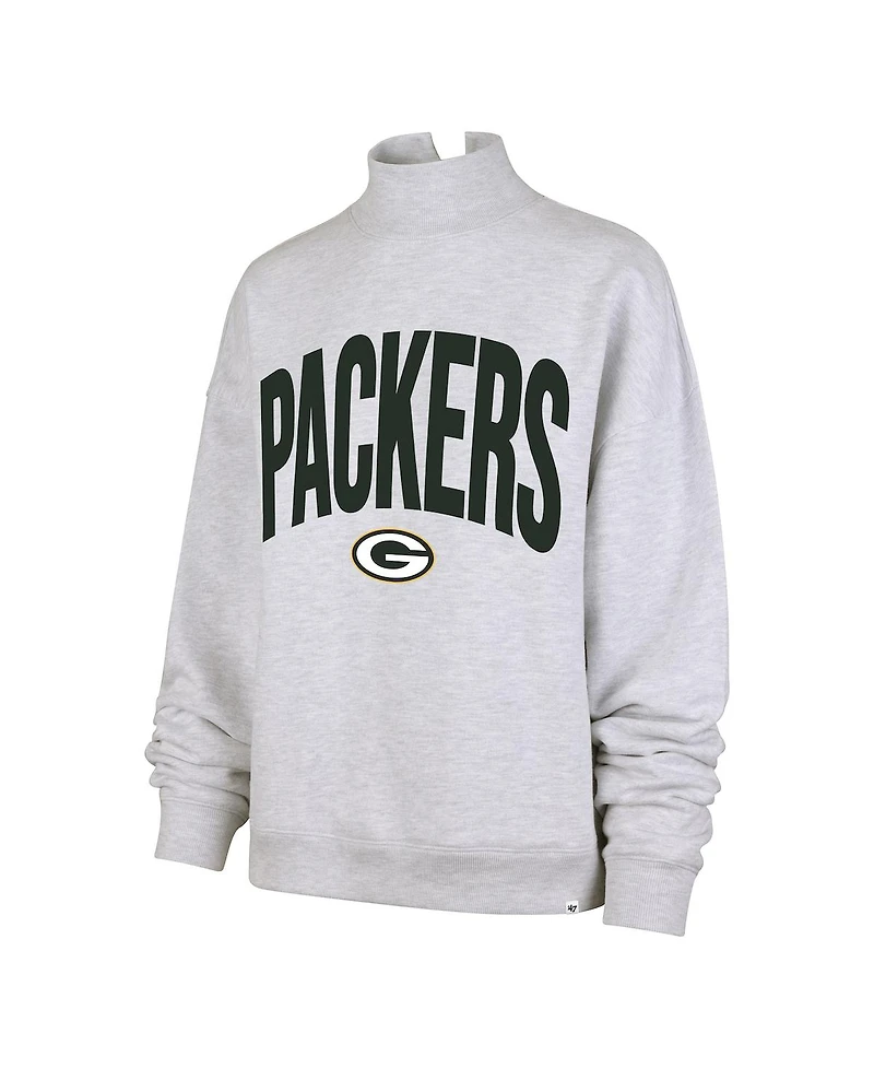 '47 Brand Women's Gray Green Bay Packers Subtle Muse Mock Neck Sweatshirt