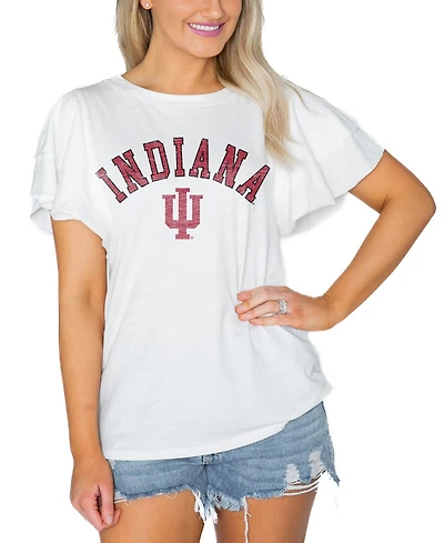 Gameday Couture Women's White Indiana Hoosiers Arch Logo Flutter Sleeve Lightweight T-Shirt