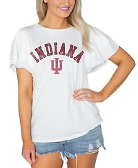 Gameday Couture Women's White Indiana Hoosiers Arch Logo Flutter Sleeve Lightweight T-Shirt