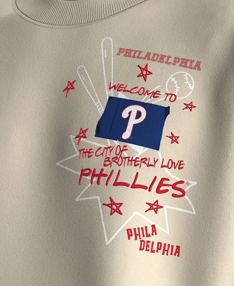 Fanatics Women's Beige Philadelphia Phillies Graffiti Fleece Sweatshirt