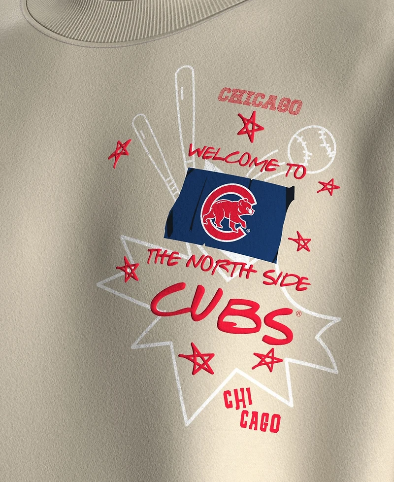Fanatics Women's Beige Chicago Cubs Graffiti Fleece Sweatshirt