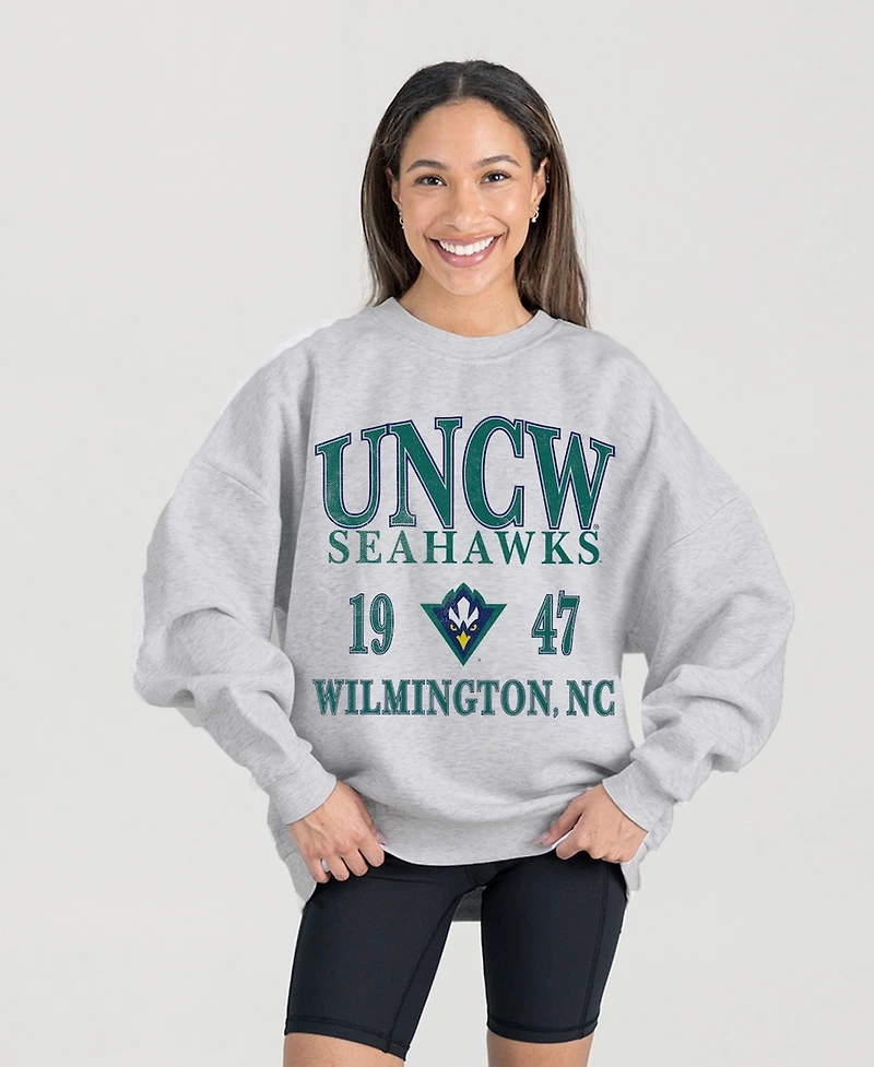 Gameday Couture Women's Ash Unc Wilmington Seahawks Premium Fleece Pullover Sweatshirt