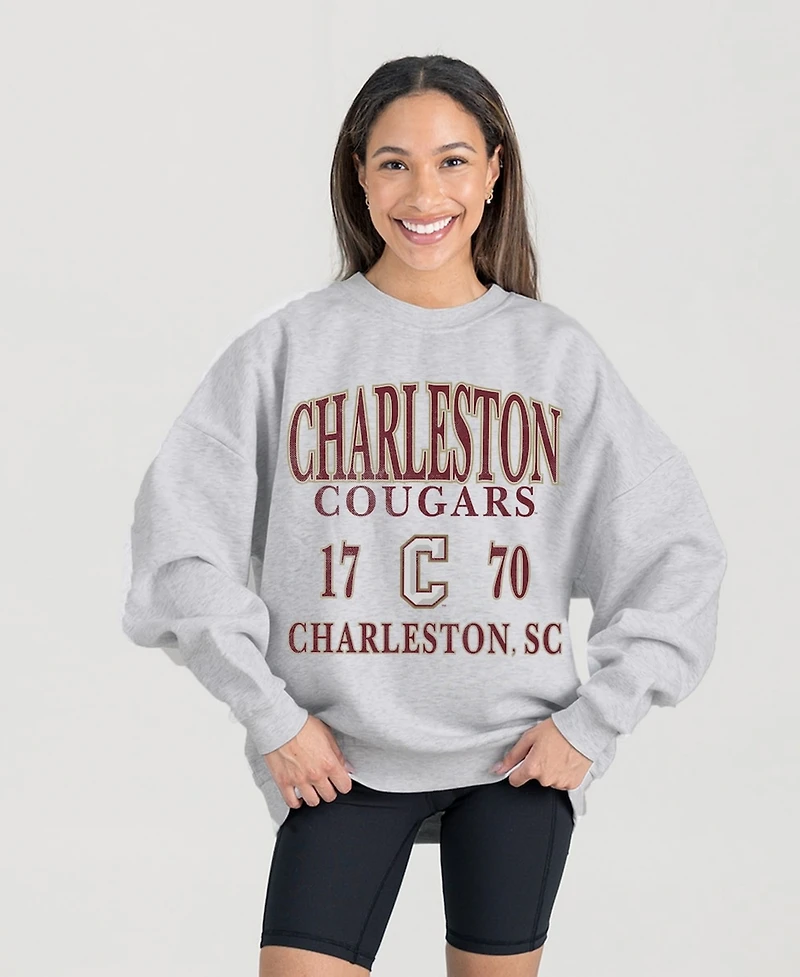 Gameday Couture Women's Ash Charleston Cougars Premium Fleece Pullover Sweatshirt