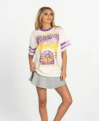 The Wild Collective Women's White Los Angeles Sparks Drop-Shoulder Oversized T-Shirt