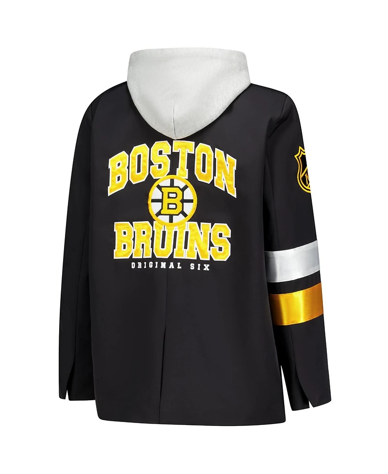 The Wild Collective Women's Black Boston Bruins Original 6 Hooded Blazer